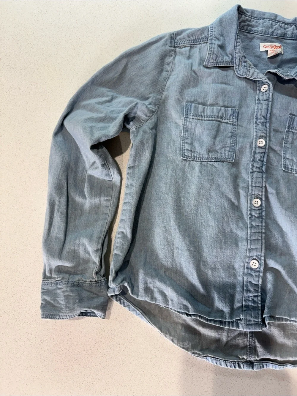Cat & Jack Light Denim Button-Down Shirt - Girls